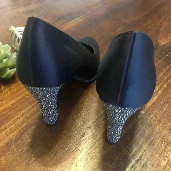 Bijou New York | Black Heels w/Rhinestone Accent on Heels & Trim, Style - “Glow” - Picture 4 of 6